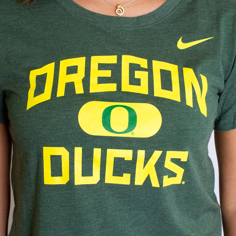 Classic Oregon O, Nike, Green, Crew Neck, Tri-blend, Women, Blitz, T-Shirt, 763891